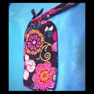 Vera Bradley wristlet w flowers on black